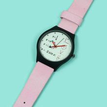 White Dial Mathematical Formula Printed Trendy Analog Watch For Women-Light Pink