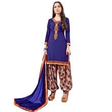 Style Lifestyle Elegant Contrast Floral Resham Thread Work With Jari & Ready Lace Blue Kurtha with Blue Chiffon Dupatta