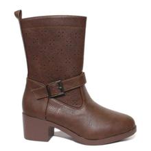 Tan Laser-Cut Ankle Boots For Women