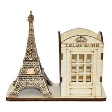 Wooden Pen Stand with Eiffel Tower