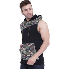 Printed Men's Hooded Green, Black T-Shirt