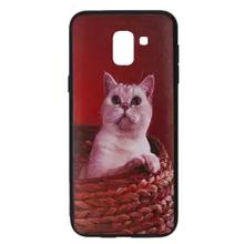 Cat Printed Back Cover For Samsung J6 - Red