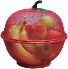 Apple Shape Metal Net Fruits Basket For Kitchen (Large Size 28.5 Cm) (Red)