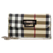 Beige Multicolor Check Print Clutch Bag