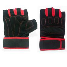 Red/Black Half Gym Gloves For Men