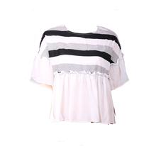 White Round Neck half Sleeves With Black Stripes Tops dress for Women