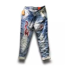 Hifashion Light Blue Casual Jeans Printed Design Pants For Men