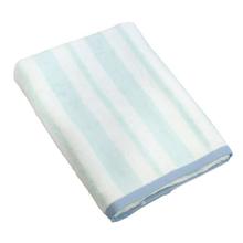 Aqua Blue Lined Large Cotton Bath Towel