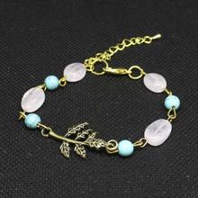 Pink/Blue Maple Leaf Chain Bracelet For Women