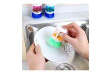 Dish Washbasin Plastic Cleaning Brush With Liquid Soap Dispenser