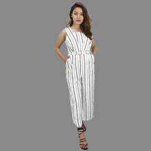 White/Black Striped Jumpsuit For Women