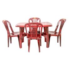 Dolphin Molded Plastic Rectangle Table & Armless Chair Set ( 4 Chairs and 1 Table)