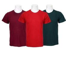 Pack Of 3 Plain 100% Cotton T-Shirt For Men-Maroon/Red/Green