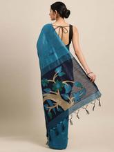 Stylee Lifestyle Blue Ikkat Silk Jacquard Saree-2141