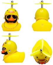 Rubber Duck Toy Yellow Duck Car/Bike Decorations Cool Glasses with Propeller Helmet