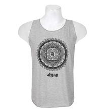 Grey Cotton Mandala Printed Tank Top For Men