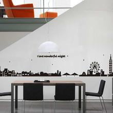 Modern Urban City Wonderful Night Wall Sticker Home Decor