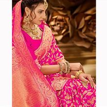 Pink Kanjivaram Banarasi Silk Saree with Pink Blouse Piece for Party, Wedding, Festival and Causal