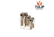 Tulip Steel Cutlery Set with Stand - DECORA