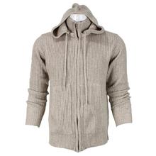 Cream Woolen Zip Hoodie For Men