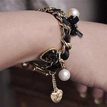 FashionieStore bracelet Fashion Women Leopard Heart Diamante Bow Bracelets Jewelry