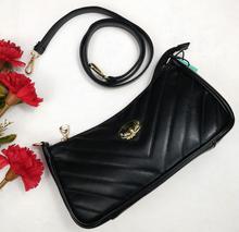 Black leather Sling bag for women