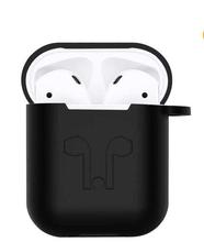 Silicone Protective Cover + Key Ring Clasp Set for Apple Airpods Black