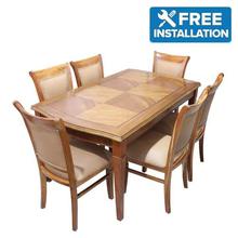 Sunrise Furniture 6-Seater Wooden Dining Table - Light Walnut