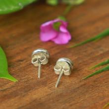 Pure Silver Ear Studs With Natural Garnet Unisex