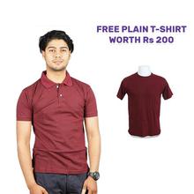 Maroon Polo T-shirt with Free Maroon Plain T-shirt