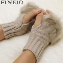 Arm Warmer Gloves Fingerless Gloves-Knitted Faux Fur Mitten Fur/Villi New Winter Knitted Trim Wrist Rabbit Women Gloves Wrist Un