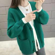 Green V-Necked Buttoned Woolen Sweater For Women