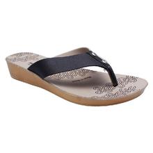 Milano Black brown flower design Chappal for Women (1604-03)