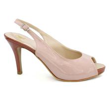 DMK Pink Shiny Peep Toe Ankle Strap Shoes For Women - 15424