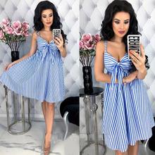 Women Summer Sexy Striped Spaghetti Strap Dress Ladies