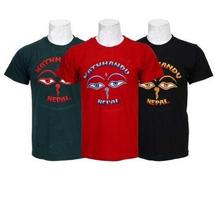 Pack Of 3 Eye Embroidered 100% Cotton T-Shirt For Men-Green/Red/Black