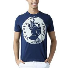 Huetrap men's Mudra Print Blue T shirt