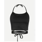 Crop top Women Bandage Hollow Cropped Tops Sleeveless