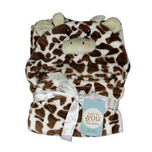 Brown/Cream Giraffe Hooded Blanket For Babies