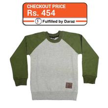 J.Fisher Grey/Green Solid Sweatshirt For Boys