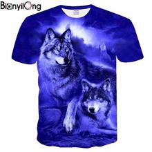 BIANYILONG 2018 flame Wolf printed 3D T shirts Men T-shirts New Design