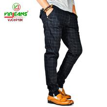 Virjeans Slim Fit Check Cotton Pant Blue-(VJC 691)