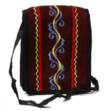 Maroon Hemp Colorful Embroidered Sling Bag For Women
