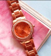 Ultima Rose Gold Round Dial Stone Studded Analog Watch For Women