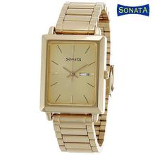 Sonata 7078Ym04 Gold Dial Analog Watch For Men