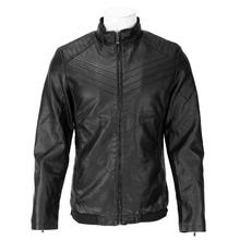 Black Zipped Leather Jacket for Men