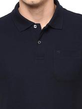 Peter England Men Navy Blue Solid Polo Collar T-shirt
