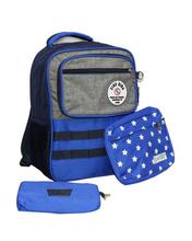 Blue/Grey Polyester Backpack For Boys