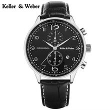 Keller & Weber Chronograph Mens Watch New Top Luxury Military Sport