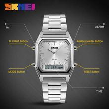 SKMEI 1220 Double Time Digital Analog Stainless Steel Watch - Black